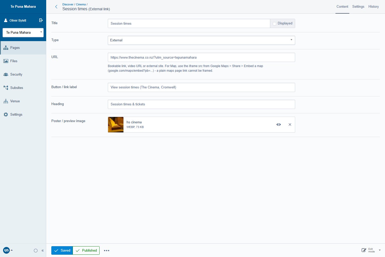 The Embed block edit form